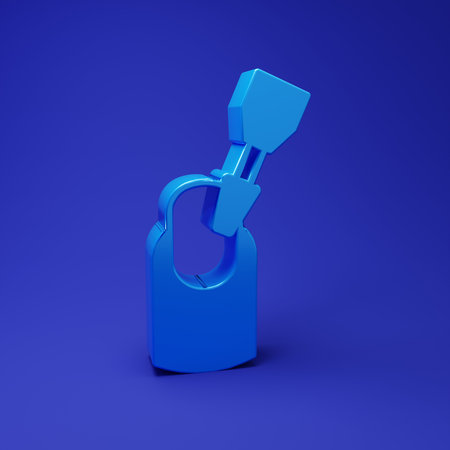 Blue Milling cutter for manicure icon isolated on blue background. Apparatus for manicure. Manicure tools. Minimalism concept. 3D render illustration.の写真素材