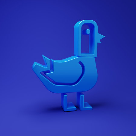 Blue Dove icon isolated on blue background. Minimalism concept. 3D render illustration.の写真素材
