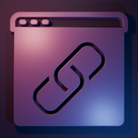 Purple Browser window icon isolated on purple-blue background. Minimalism concept. 3D render illustration.の写真素材