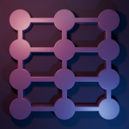 Purple Neural network icon isolated on purple-blue background. Artificial intelligence AI....
