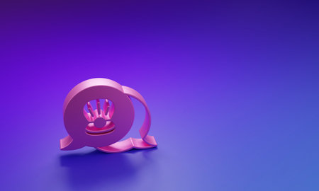 Pink Scallop sea shell icon isolated on purple-blue background. Seashell sign. Minimalism concept. 3D render illustration.の写真素材