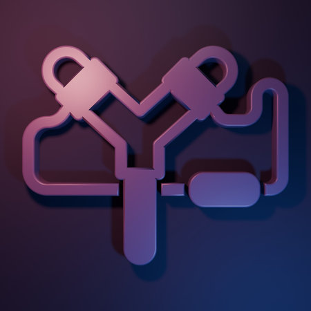 Purple Slingshot icon isolated on purple-blue background. Minimalism concept. 3D render...