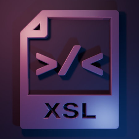 Purple XSL file document. Download xsl button icon isolated on purple-blue background. Excel file...
