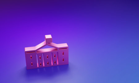 Pink United States Capitol Congress icon isolated on purple-blue background. Washington DC, USA. Minimalism concept. 3D render illustration.の写真素材