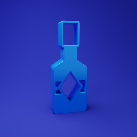Blue chili cayenne spicy pepper sauce icon isolated on blue background. Minimalism concept. 3D render illustration.の写真素材