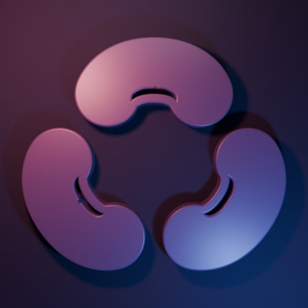 Purple Beans icon isolated on purple-blue background. Minimalism concept. 3D render illustration.の写真素材