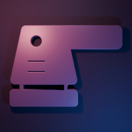 Purple Electric sander icon isolated on purple-blue background. Orbital sander. For floor and wooden planks sanding sandpaper. Minimalism concept. 3D render illustration.の写真素材