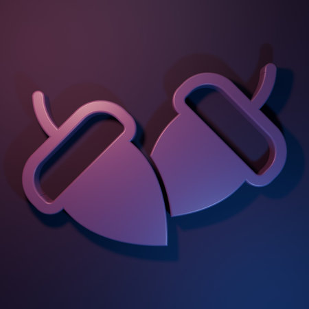 Purple Acorn icon isolated on purple-blue background. Minimalism concept. 3D render illustration.の写真素材
