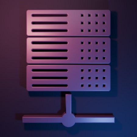 Purple Server, Data, Web Hosting icon isolated on purple-blue background. Minimalism concept. 3D...