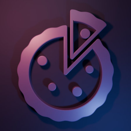 Purple Homemade pie icon isolated on purple-blue background. Minimalism concept. 3D render...