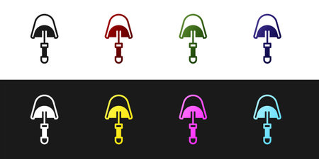 Set Spatula icon isolated on black and white background. Kitchen spatula icon. BBQ spatula sign. Barbecue and grill tool. Vector.のイラスト素材