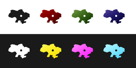 Set Map of Ukraine icon isolated on black and white background. Vector.のイラスト素材