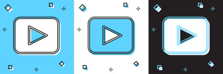 Set Play button icon isolated on blue and white, black background. Vector.のイラスト素材