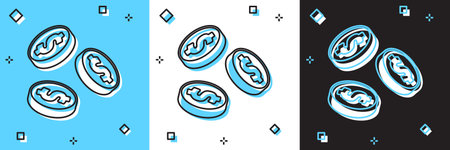 Set Coin money with dollar symbol icon isolated on blue and white, black background. Banking currency sign. Cash symbol. Vector.のイラスト素材