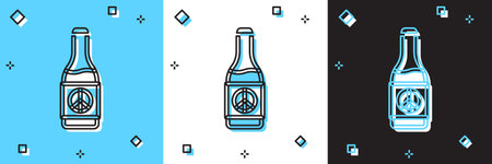 Set Beer bottle icon isolated on blue and white, black background. Vector.のイラスト素材