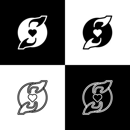 Set Pleasant relationship icon isolated on black and white background. Romantic relationship or pleasant meeting concept. Vector.のイラスト素材
