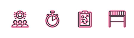 Set line Soccer football ball, Planning strategy concept, Stopwatch and Football goal icon. Vector.のイラスト素材