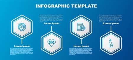 Set line Ramen, Love Korea with heart, South Korean won coin and Soju bottle. Business infographic template. Vector.のイラスト素材