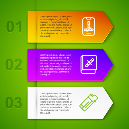 Set line No smoking, Book with stop cigarette and Lighter. Business infographic template. Vector.のイラスト素材