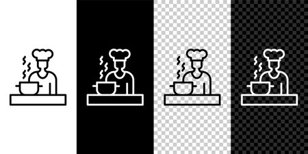 Set line Spanish cook icon isolated on black and white background. Vector.のイラスト素材