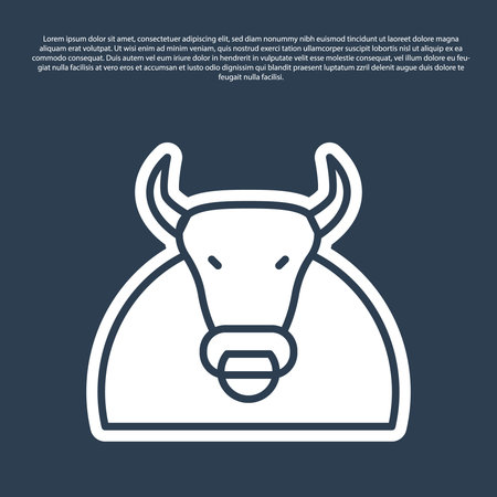 Blue line Bull icon isolated on blue background. Spanish fighting bull. Vector.のイラスト素材