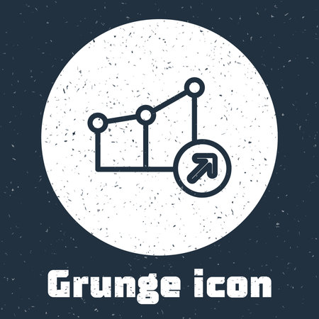 Grunge line Financial growth icon isolated on gray background. Increasing revenue. Monochrome vintage drawing. Vector.のイラスト素材