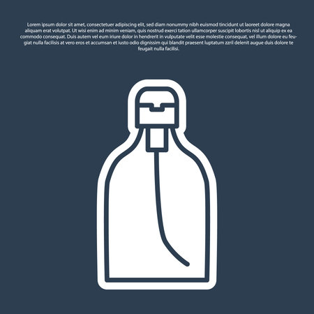 Blue line Bottle of liquid antibacterial soap with dispenser icon isolated on blue background. Disinfection, hygiene, skin care. Vector Illustration.のイラスト素材