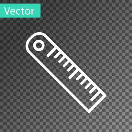 White line Ruler icon isolated on transparent background. Straightedge symbol. Vector.のイラスト素材