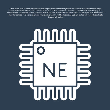 Blue line Computer processor with microcircuits CPU icon isolated on blue background. Chip or cpu with circuit board. Micro processor. Vector.のイラスト素材