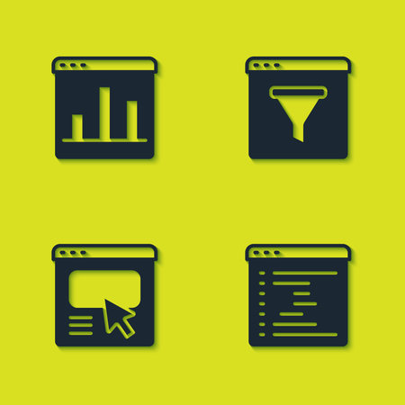 Set Graph chart infographic Browser window UI or UX design and icon. Vector.のイラスト素材