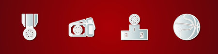Set Basketball medal, game ticket, Sports winner podium and icon. Vector.のイラスト素材