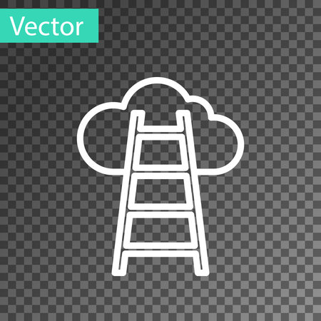 White line Stair with finish flag icon isolated on transparent background. Career growth business concept. Concept of business development. Vector.のイラスト素材