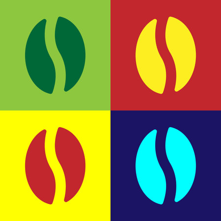 Pop art Coffee beans icon isolated on color background. Vector.のイラスト素材