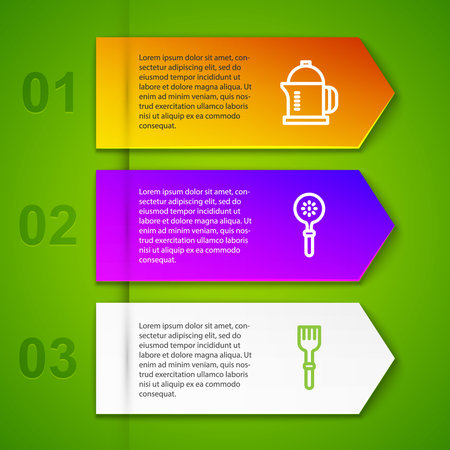 Set line French press Spatula and Fork. Business infographic template. Vector.のイラスト素材