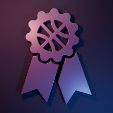 Purple Basketball award icon isolated on purple-blue background. Minimalism concept. 3D render illustration.の写真素材