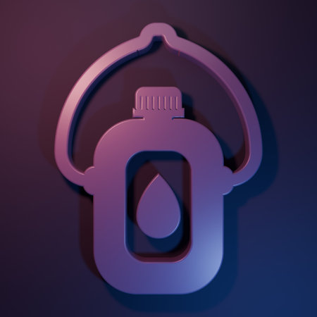 Purple Canteen water bottle icon isolated on purple-blue background. Tourist flask icon. Jar of...