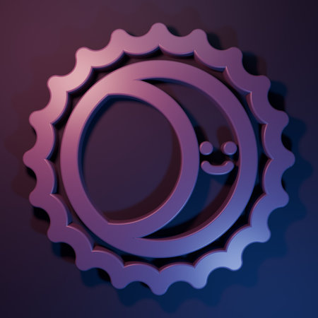 Purple Eclipse of the sun icon isolated on purple-blue background. Total solar eclipse. Minimalism concept. 3D render illustration.の写真素材