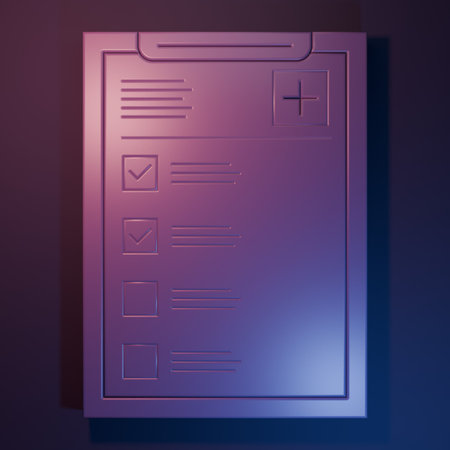 Purple Medical clipboard with clinical record icon isolated on purple-blue background. Health...