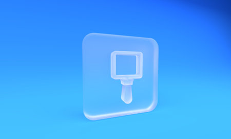 Frosted glass Hand mirror icon isolated on blue background. Square frosted glass button. 3D render...