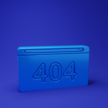 Blue Page with a 404 error icon isolated on blue background. Template reports that the page is not...