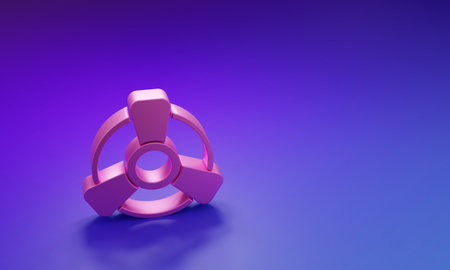 Pink motor ventilator icon isolated on purple-blue background. Minimalism concept. 3D render...