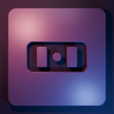 Purple Electrical outlet icon isolated on purple-blue background. Power socket Rosette symbol....