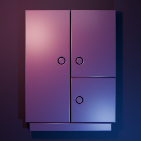 Purple Wardrobe icon isolated on purple-blue background. Minimalism concept. 3D render illustration.