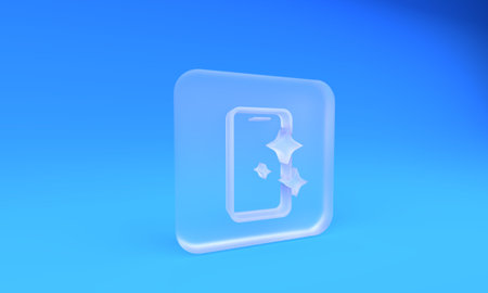 Frosted Glass screen protector for smartphone icon isolated on blue background. Protective film for...