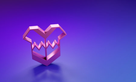 Pink traditional mexican poncho clothing icon isolated on purple-blue background. Minimalism...