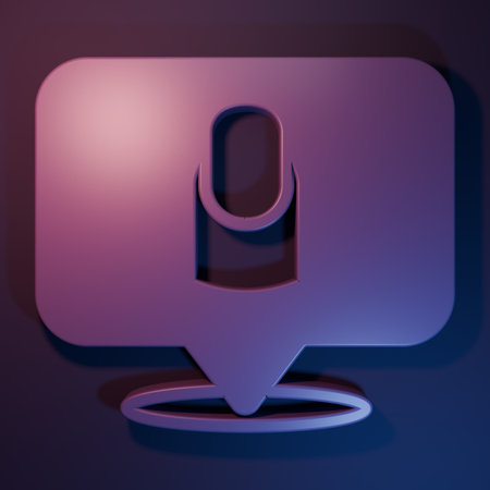 Purple icon isolated on purple-blue background. Minimalism concept. 3D render illustration.の写真素材