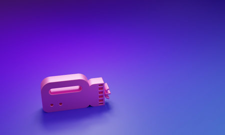 Pink Flashlight for diver icon isolated on purple-blue background. Diving underwater equipment....