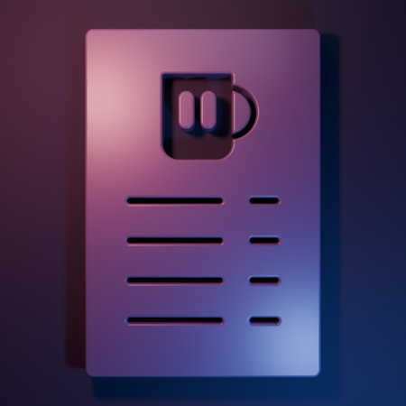 Purple Beer menu icon isolated on purple-blue background. Beer restaurant brochure. Minimalism concept. 3D render illustration.の写真素材