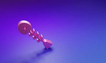 Pink Dead fish icon isolated on purple-blue background. Minimalism concept. 3D render illustration.