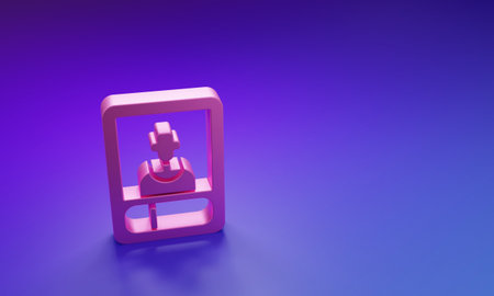 Pink icon isolated on purple-blue background. 3D render illustration.